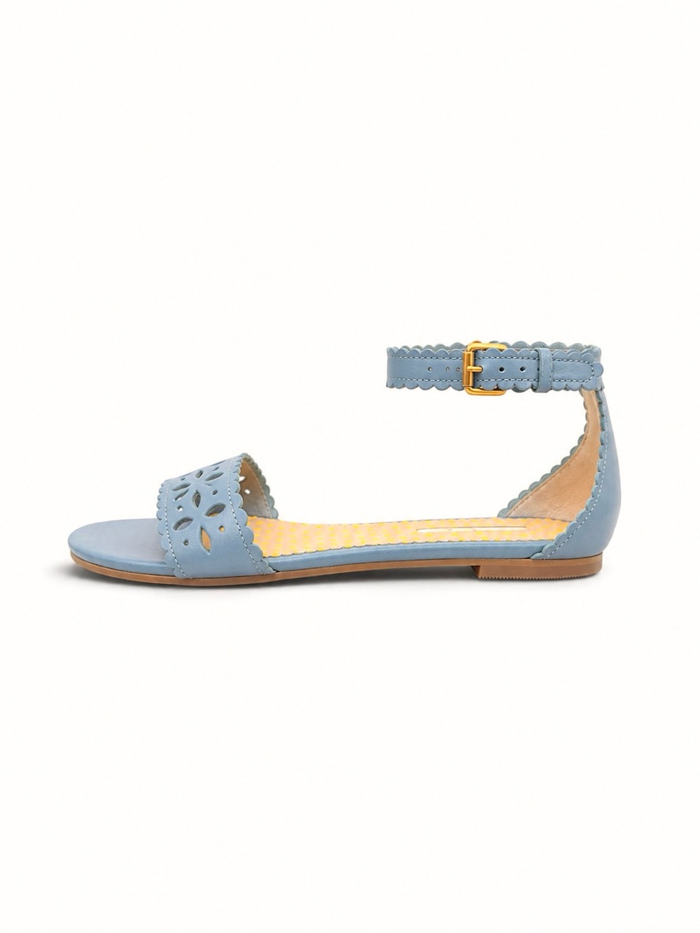 NWOT Boden Powder Blue Scalloped Laser-Cut Ankle-Strap Sandals - Picture 4 of 6